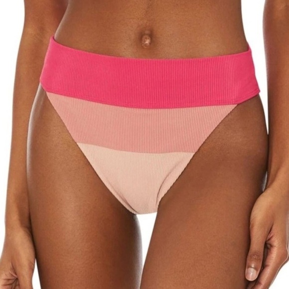 Beach Riot Swim New Beach Riot Alexis Bikini Bottom Rouge Colorblock Ribbed Pink Poshmark